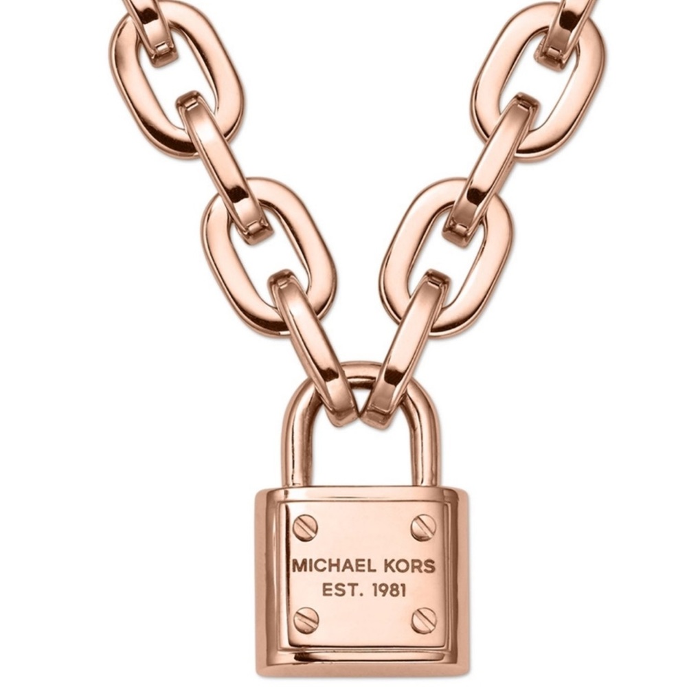Michael Kors Rose Gold Lock and Chain Necklace